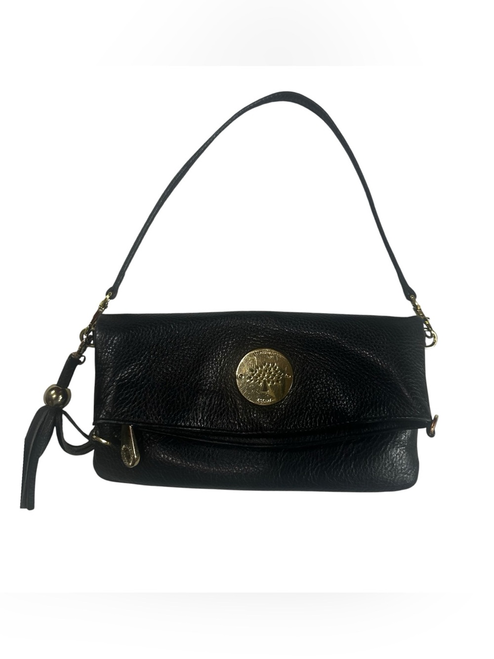 Mulberry Black Convertible Pebbled Leather Crossbody Shoulder Clutch Bag